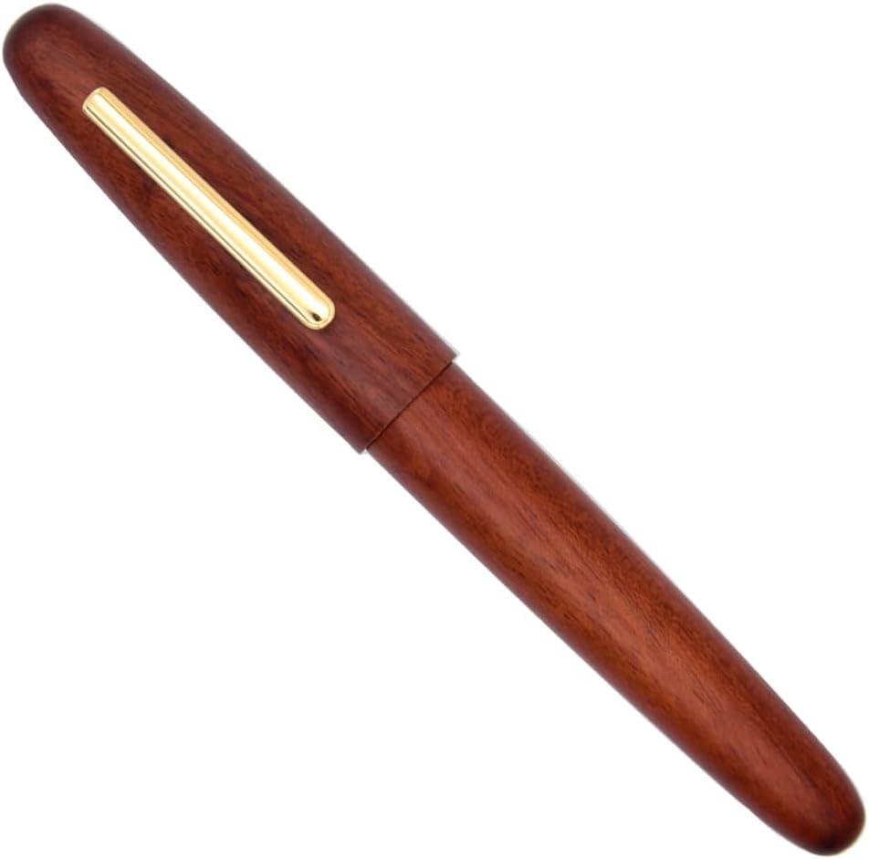 Jinhao 9056 Pluma estilográfica vintage de madera natural, punta fina, palisandro