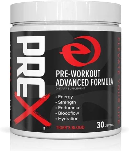 Elevated PREX – Fórmula avanzada para antes del entrenamiento, energía, fuerza, resistencia, flujo sanguíneo, hidratación, suplemento en polvo para