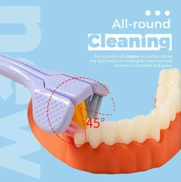 2 cepillos de dientes de pelo suave de tres caras de color aleatorio, diseño envolvente eficaz, para limpiar los dientes y las encías, cepillos de