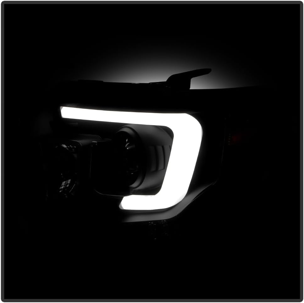 ACANII – Para Toyota Tundra Pickup 2014-2017 Tubo LED Negro Faros Conjunto Conjunto Izquierdo+Derecho