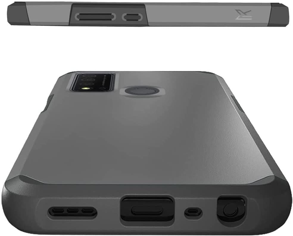 TJS Funda compatible con TCL 30 XE 5G en pulgadas, funda híbrida de doble capa a prueba de golpes, protección contra caídas (gris)