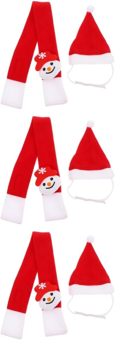 iplusmile 3 juegos de suministros de Navidad para mascotas, bufanda y sombrero para perros, collares para cachorros pequeños, disfraz de Papá Noel,