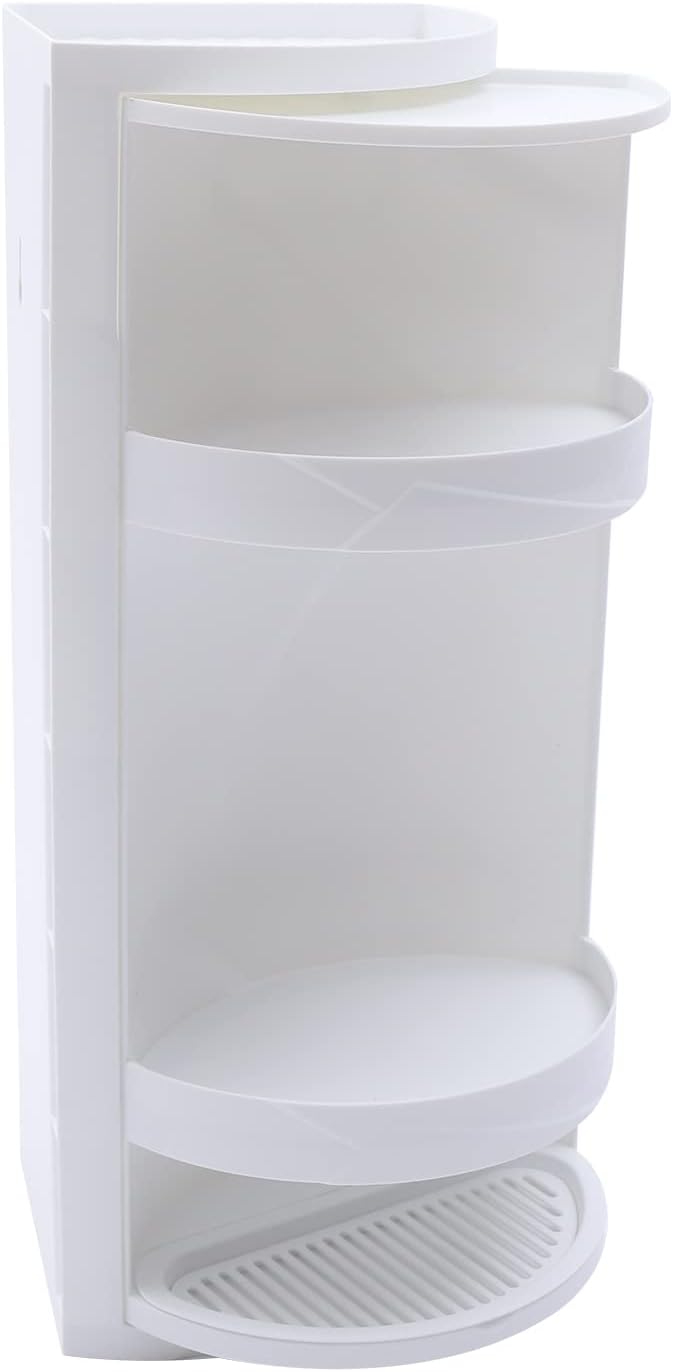 Estante esquinero de baño, armario esquinero de almacenamiento de cosméticos, estante de almacenamiento de encimera o estante de pared, estante