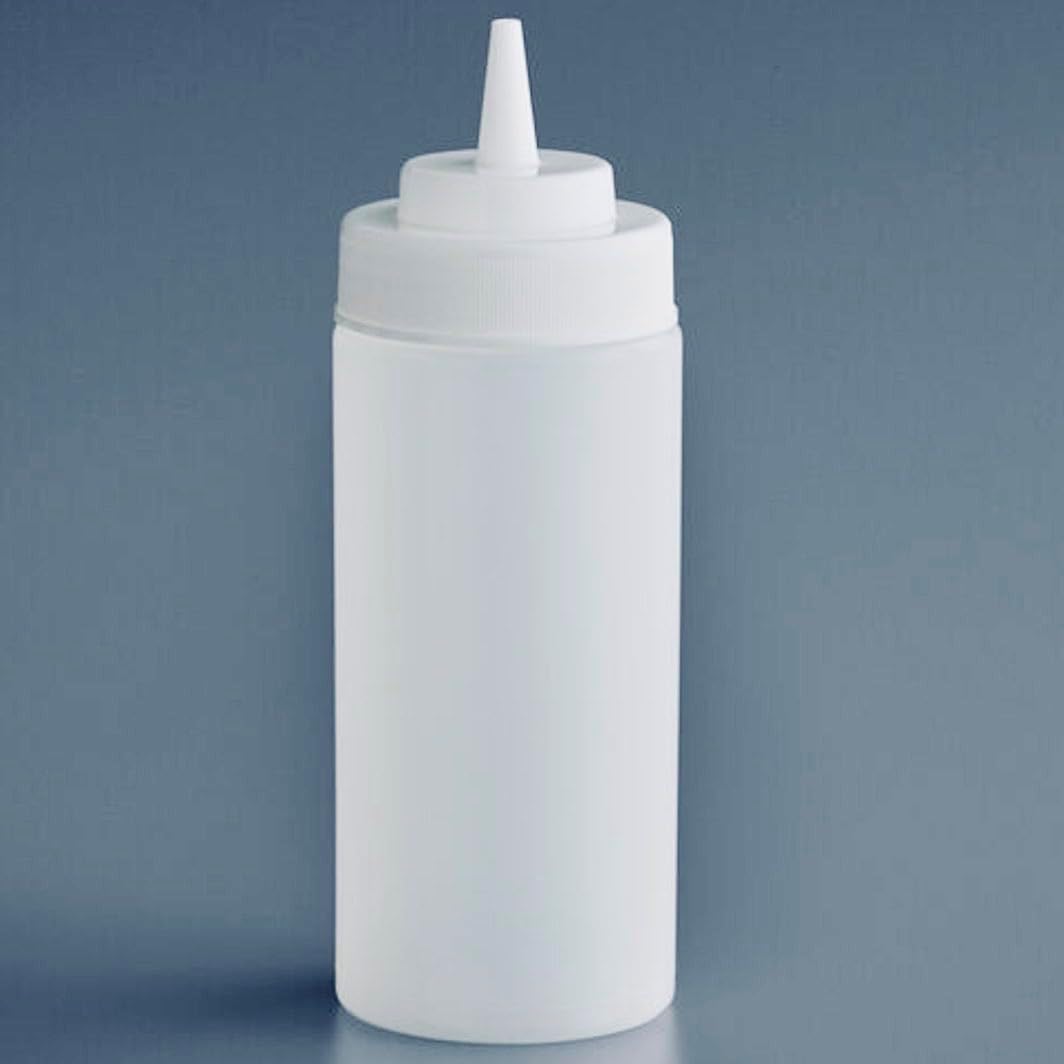 Tezzorio – Botellas de plástico transparente de boca ancha de 16 onzas (paquete de 6)  dispensadores convenientes y versátiles sin derrames,