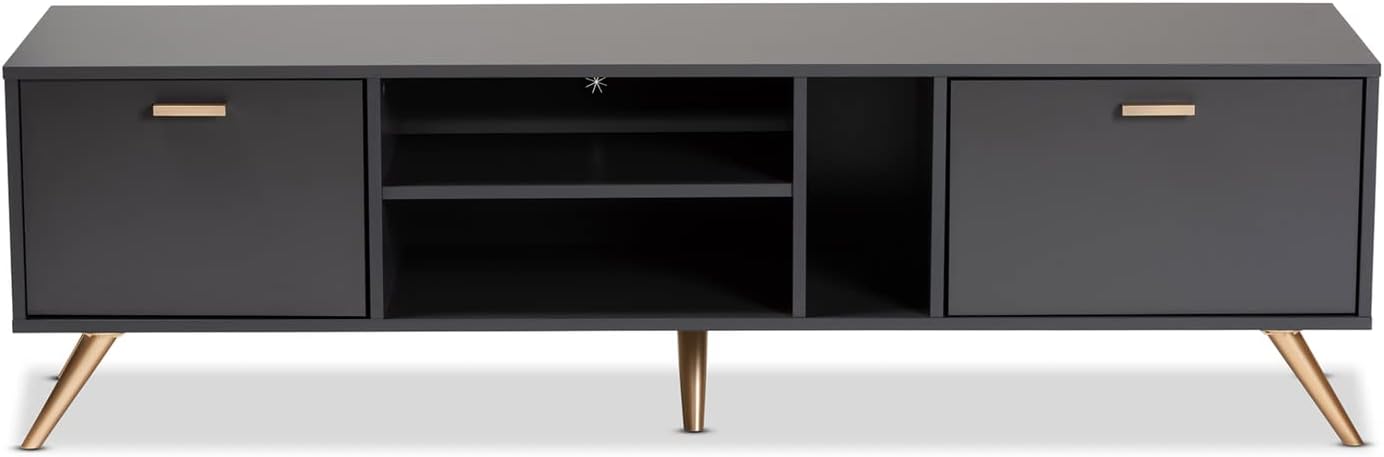 Baxton Studio Kelson – Soporte para TV, color gris oscurodorado