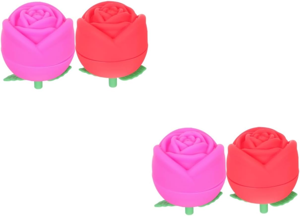 Zerodeko 4 Pcs Molde De Para Resina Sphere Mold Ice Cream Ball Maker Rose Ice Cube Mold Rose Fondant Molds Lidded Ice Making Molds Rose Chocolate