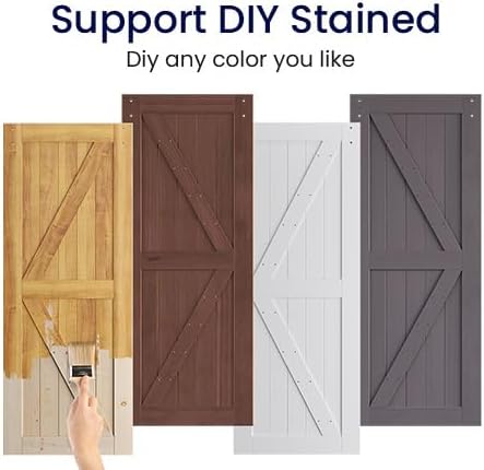 SmartStandard Puerta corredera de madera de granero de 24 x 80 pulgadas preperforada lista para montar, losa con paneles de madera de abeto maciza