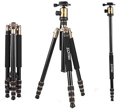 Trípode monopié portátil de aluminio profesional ZOMEi Z818, de 65 pulgadas, con cabezal esférico de 360 grados, placa de liberación rápida de 14 de