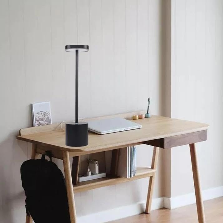 Lámpara de mesa LED inalámbrica, lámpara de escritorio recargable de 5000 mAh, 3 modos de iluminación, luz de mesa de metal regulable para