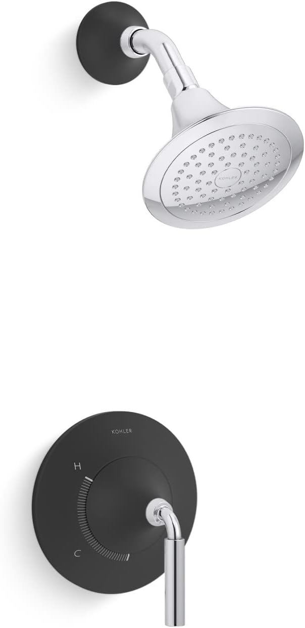 KOHLER TS27420-4-CBL TONE Rite-Temp – Juego de grifería de ducha con cabezal de ducha de 2.5 GPM, cromo pulidonegro mate