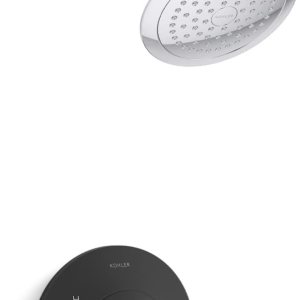 KOHLER TS27420-4-CBL TONE Rite-Temp – Juego de grifería de ducha con cabezal de ducha de 2.5 GPM, cromo pulidonegro mate KOHLER TS27420-4-CBL TONE Rite-Temp – Juego de grifería de ducha con cabezal de ducha de 2.5 GPM, cromo pulidonegro mate