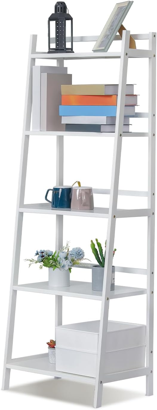 Magshion Organizador trapezoidal de bambú para escaleras, organizador de macetas de 5 niveles para interiores y exteriores, estante de exhibición de