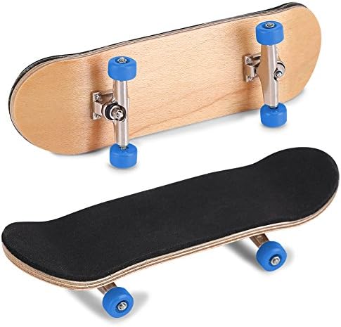 Lazmin Patineta de dedo de madera, rueda de rodamiento de stent, juguete novedoso para reducir la presión, regalos para niños (azul marino)