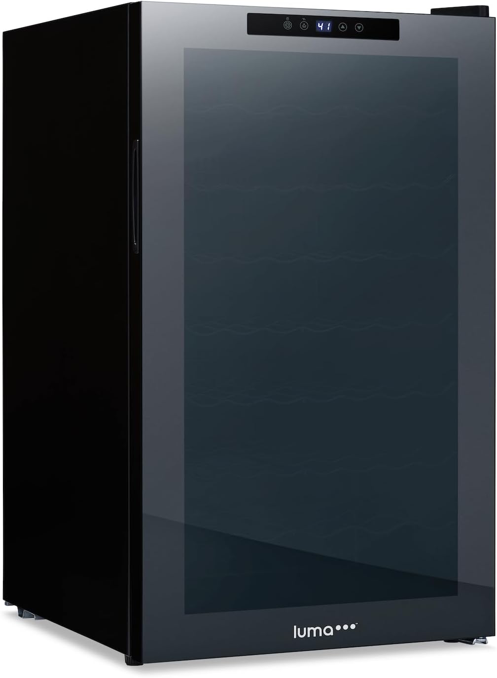 Shadow Series – Refrigerador de vino de 51 botellas, refrigerador de vino con espejo independiente con puerta de vidrio templado de doble capa y