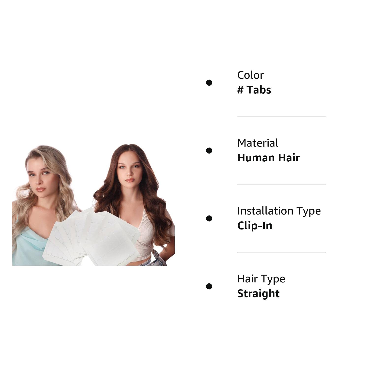 Fshine – 42 piezas de pestañas de cinta adhesiva de doble cara para extensiones de cabello, cintas de extensiones para reemplazo, 1.6×0.3pulgadas,