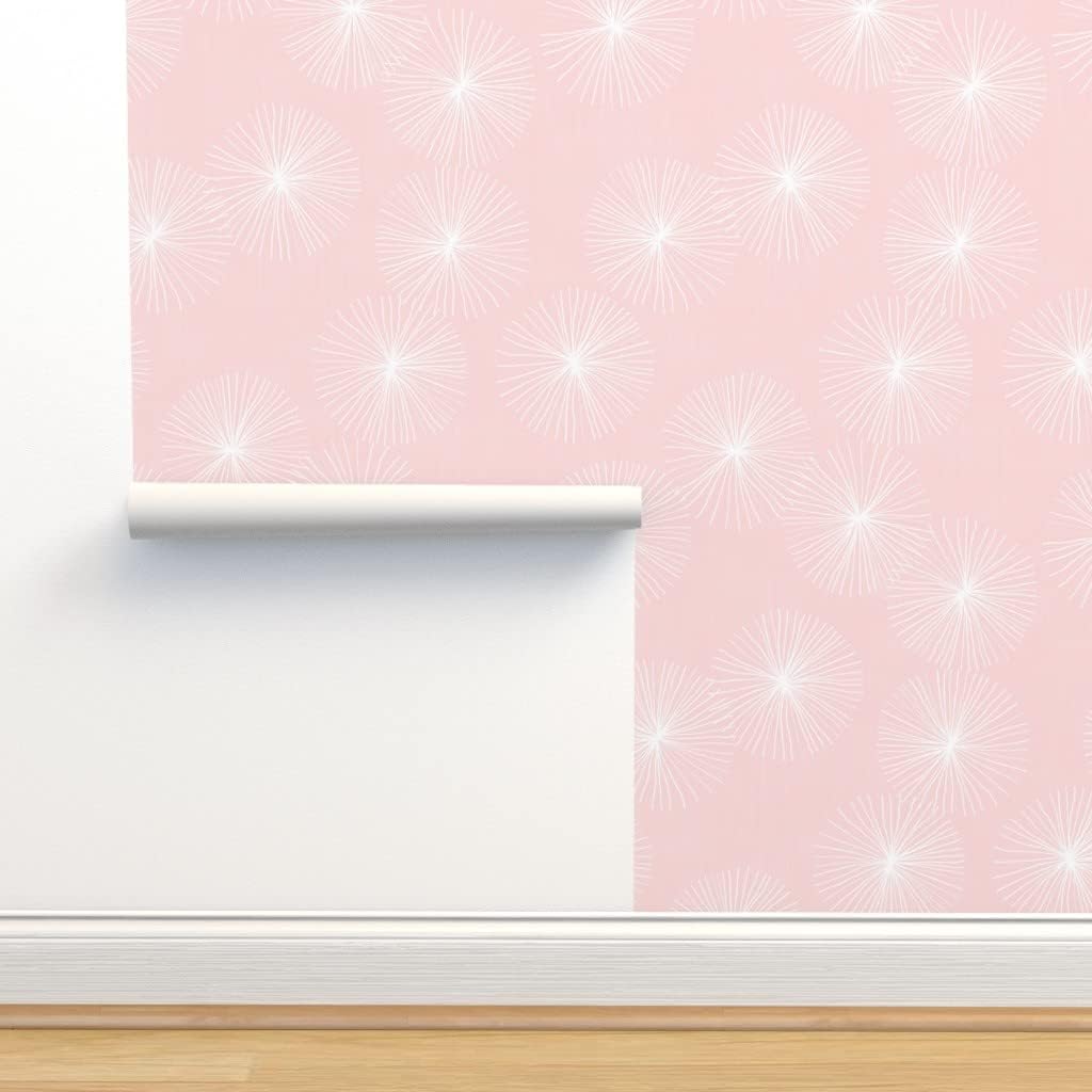 Spoonflower Papel tapiz autoadhesivo de 3 x 2 pies  Dandelions Mid Century Midcentury Modern Circle Snowflake Redondo Minimalista Mod Geo Light