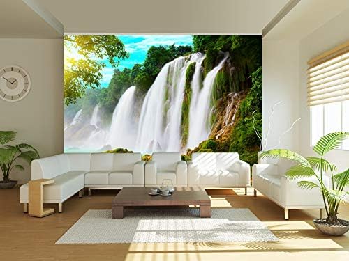 artgeist Mural de pared Cascada Tropical de 135 x 106 pulgadas, papel tapiz autoadhesivo removible de gran tamaño para decoración de pared, diseño