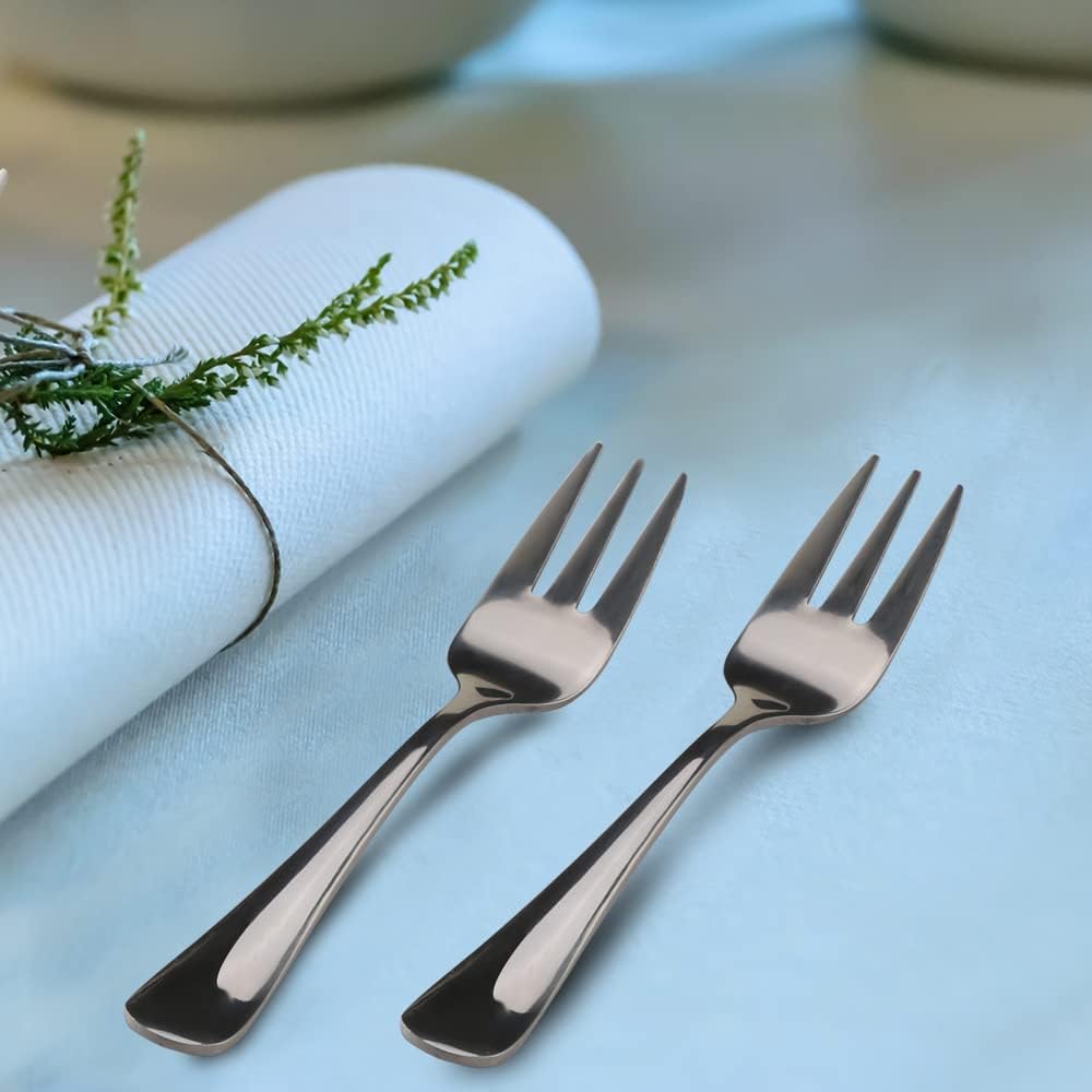 Juego de 24 tenedores pequeños para aperitivos y cucharas demitasse de acero inoxidable, de 5.4 pulgadas, para ensalada, postre, café, cóctel,