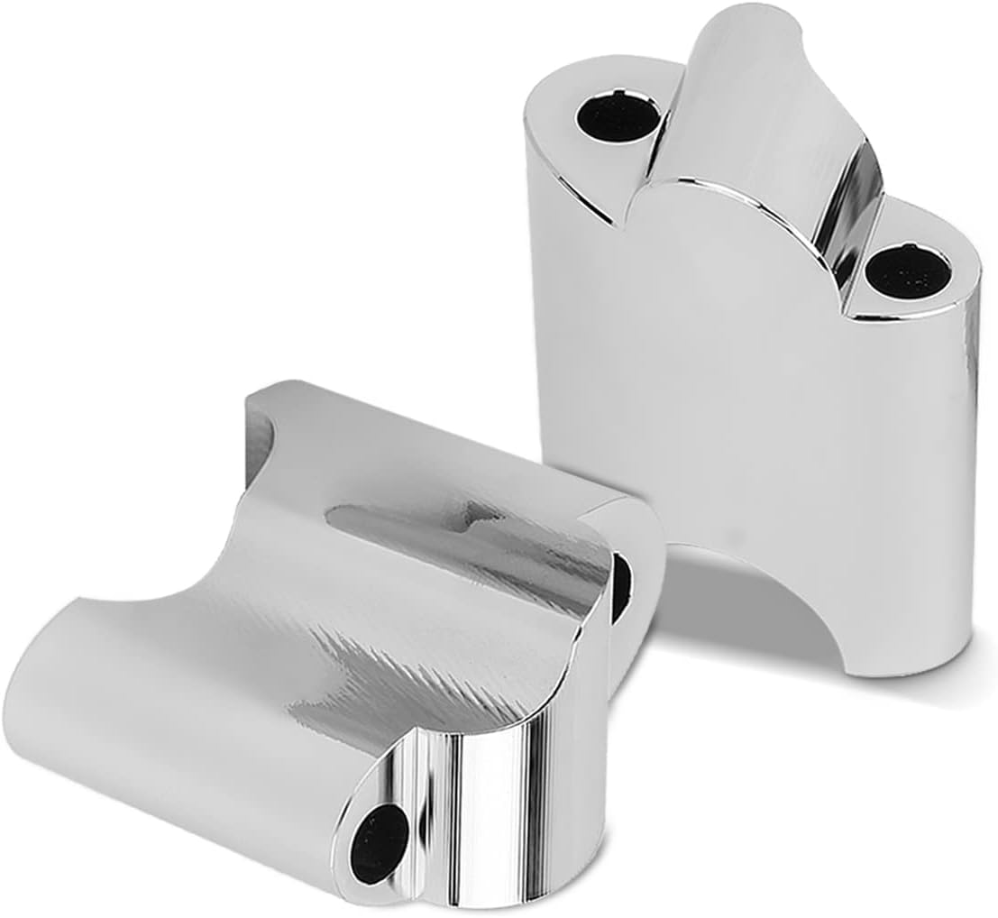 Extensión de montaje en manillar de 1 pulgada cromada con abrazadera elevadora para manillar de 1.969 in de altura compatible con Harley Sportster