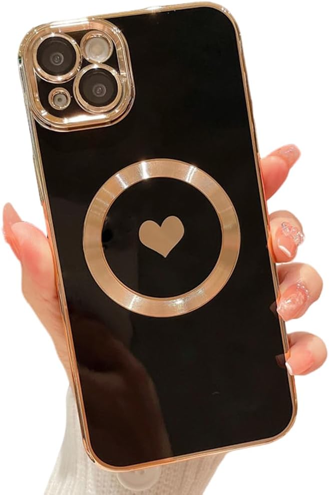 ZinLyuen Diseñada para iPhone 15, compatible con MagSafe protector de lente de cámara integrado, a prueba de golpes, funda magnética de silicona