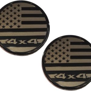 Muzzys Juego de dos emblemas de metal 4×4 3D de bandera estadounidense de 2.4 pulgadas, todo negro, redondo, para Jeep Wrangler Grand Cherokee Muzzys Juego de dos emblemas de metal 4×4 3D de bandera estadounidense de 2.4 pulgadas, todo negro, redondo, para Jeep Wrangler Grand Cherokee
