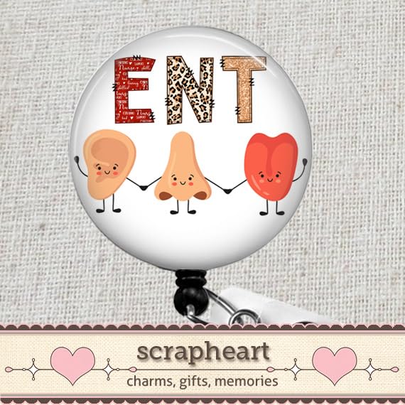 ENT Badge Reel, Ear Nose Throat Badge Reel, ENT Doctor Badge ID Holder, Medical Badge Reel, Nursing Retractable ID Badge Holder, Otorhinolaryngology