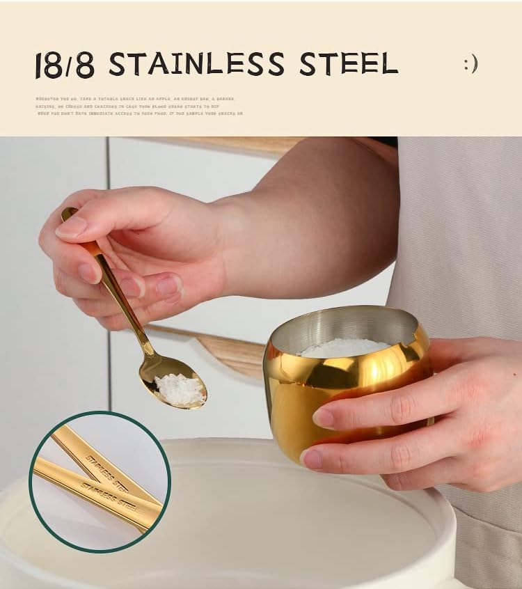 Lujosa botella de condimentos con tapa, juego de tarros de especias de acero inoxidable, juego de recipientes de especias con 3 cucharas, estante