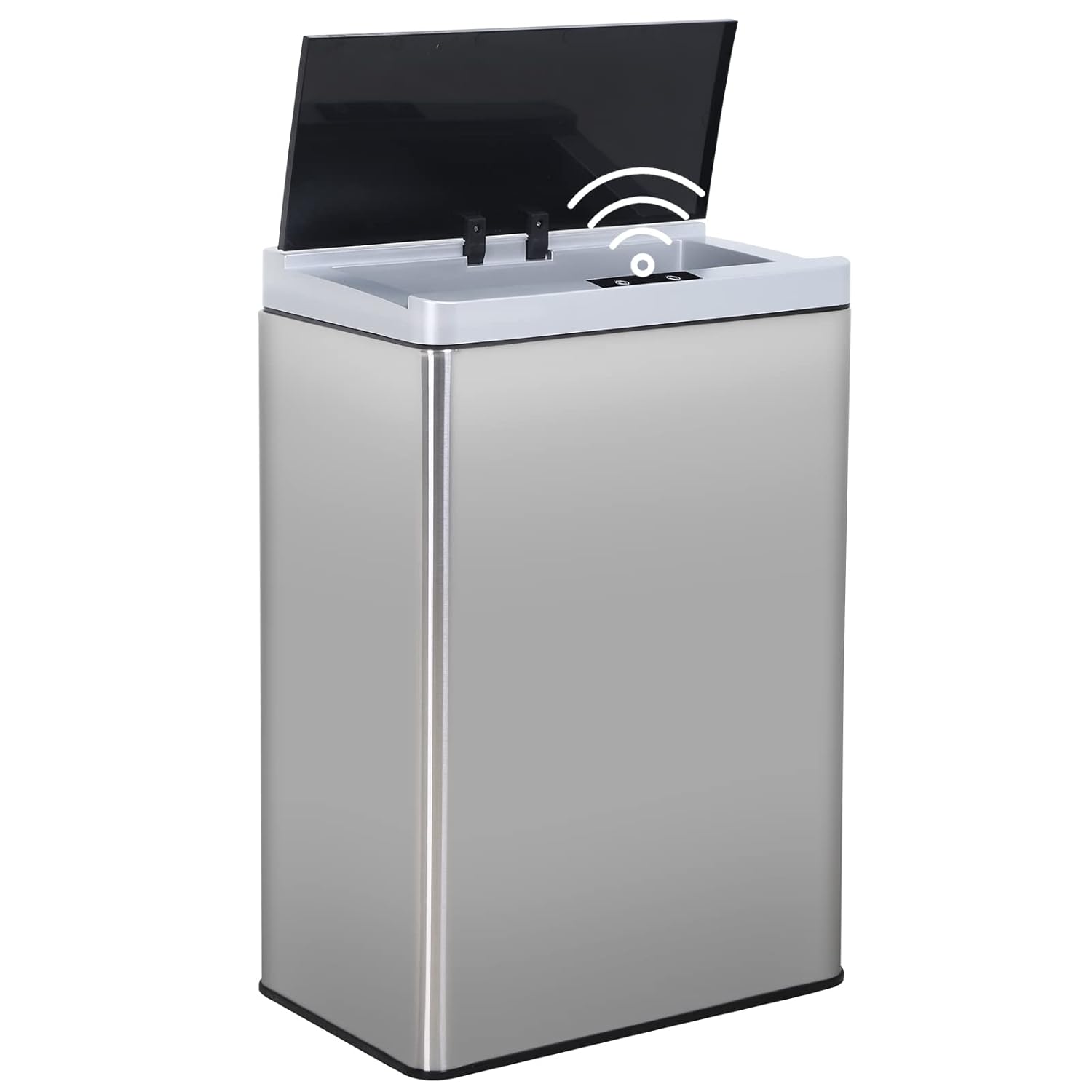 Dkeli Basurero automático sin contacto de 13 galones con sensor de movimiento de alta capacidad con tapa para el hogar, cocina y oficina, acero
