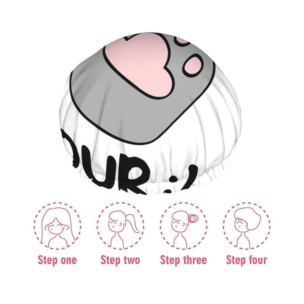 Swono Gorro de ducha para gato, divertido y lindo gato Paw Give Me Five Impermeable de doble capa, perfecto para todas las longitudes y grosores de
