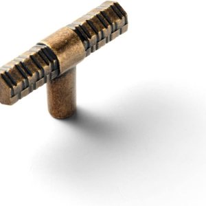 Goo-Ki Tiradores de gabinete con barra en T de latón antiguo, pomos de gabinete de aleación de zinc de lujo asequibles con moleteadopara tocador y Goo-Ki Tiradores de gabinete con barra en T de latón antiguo, pomos de gabinete de aleación de zinc de lujo asequibles con moleteadopara tocador y