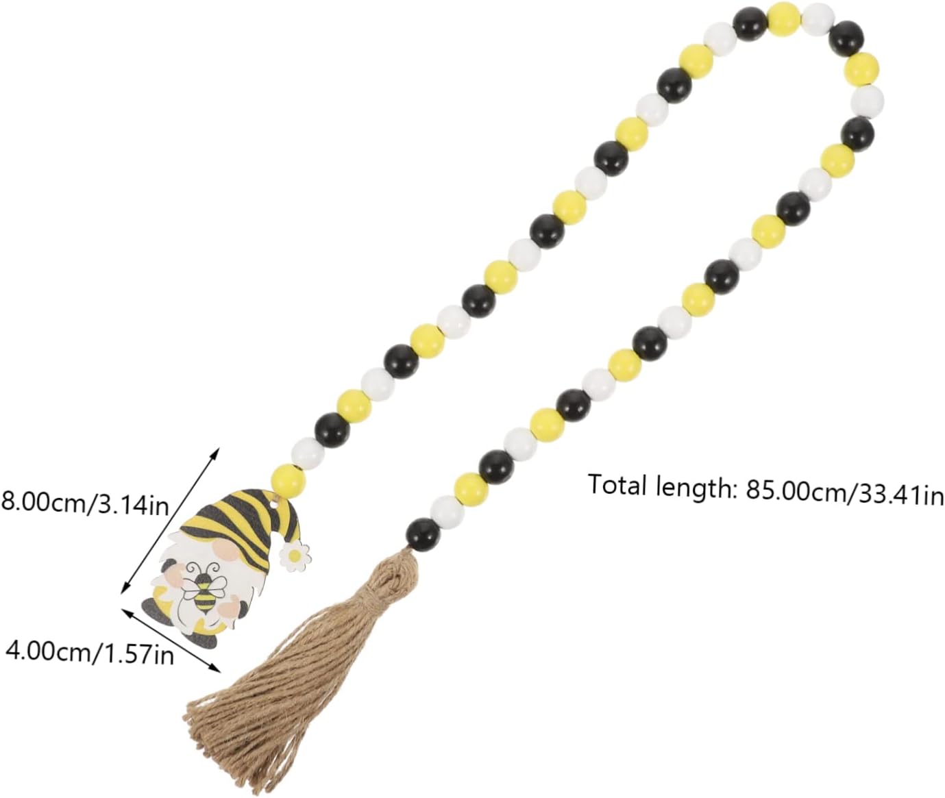 IMIKEYA Abeja Festival de cuentas de madera Cadena de cuentas de día de la abeja Guirnaldas de madera Día de la abeja Guirnalda de madera de