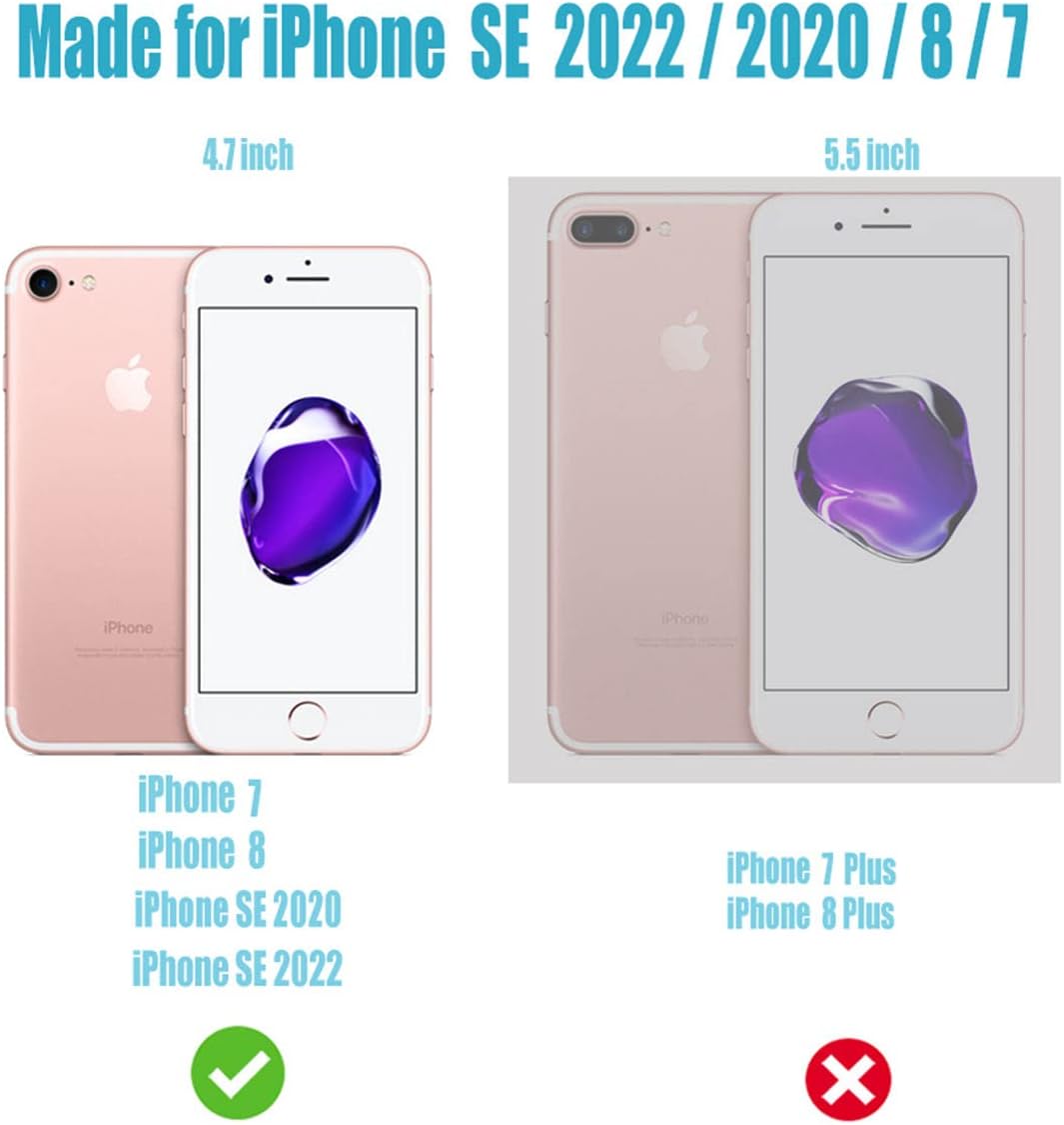 Funda para iPhone SE 2022 2020, iPhone 8, iPhone 7, funda VoMotec a prueba de golpes, de goma suave, protección completa, delgada, para iPhone SE