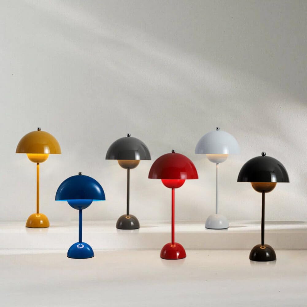 Lámpara de escritorio inalámbrica Flower-Bud LED Touch USB Dimming Mesa Dormitorio Luz de noche tipo C (amarillo)