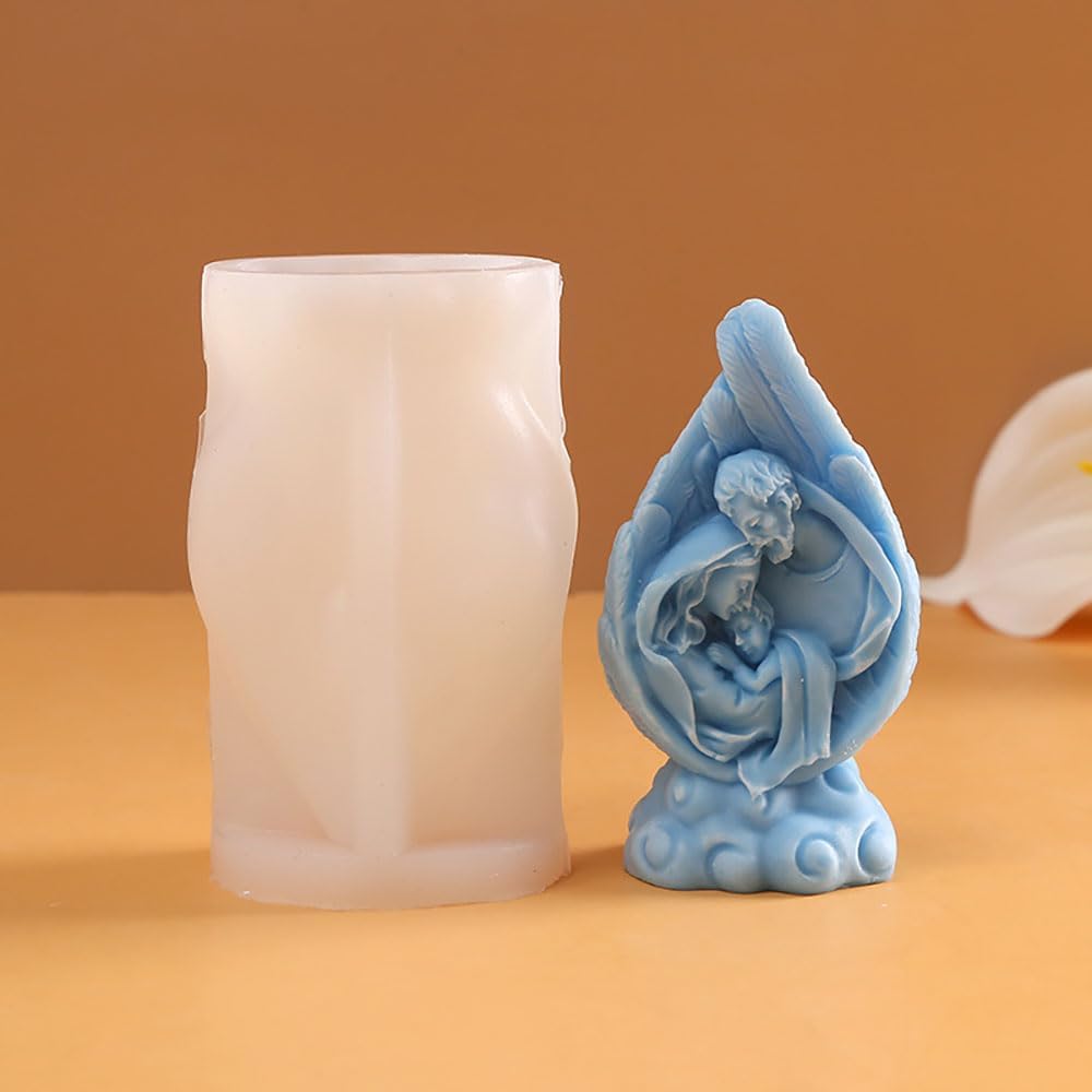 Molde de silicona religioso de Jesús Natividad de la Santa Familia para suministros de fabricación de velas, molde de vela de Jesús Virgen María,
