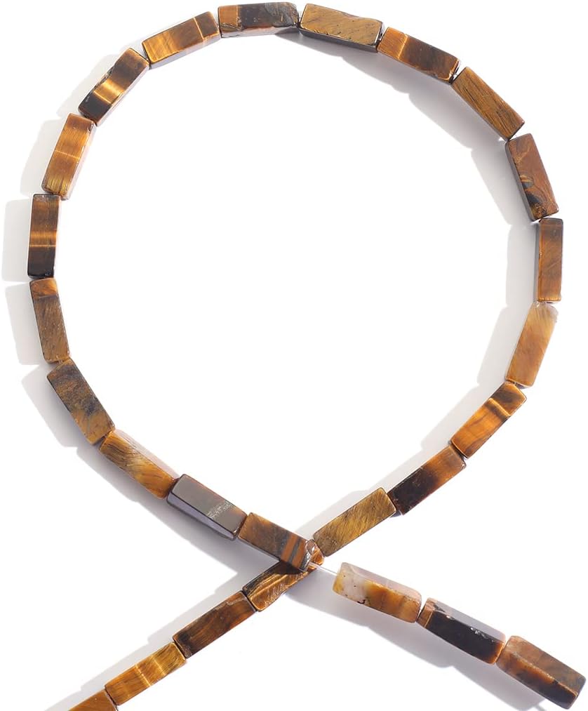 Columna rectangular de 0.157 x 0.512 in, piedra natural, ojo de tigre, cuentas sueltas, tubo de piedra de energía, energía curativa, para hacer