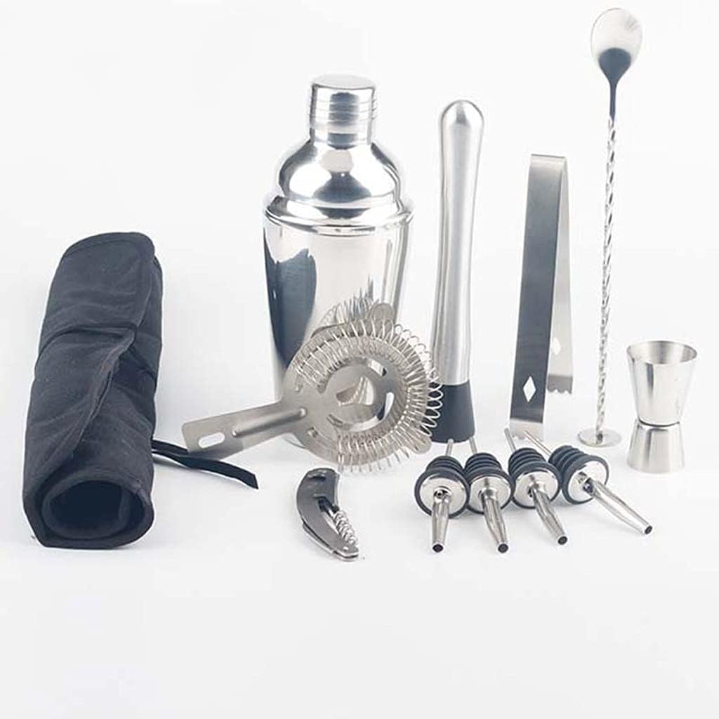 Stainless Steel Liquor Cocktail Shaker Bar Wine Mixer Set Bartender Cocktail Hand Shaker Tool Kit Bar Tool with Bartender Bag