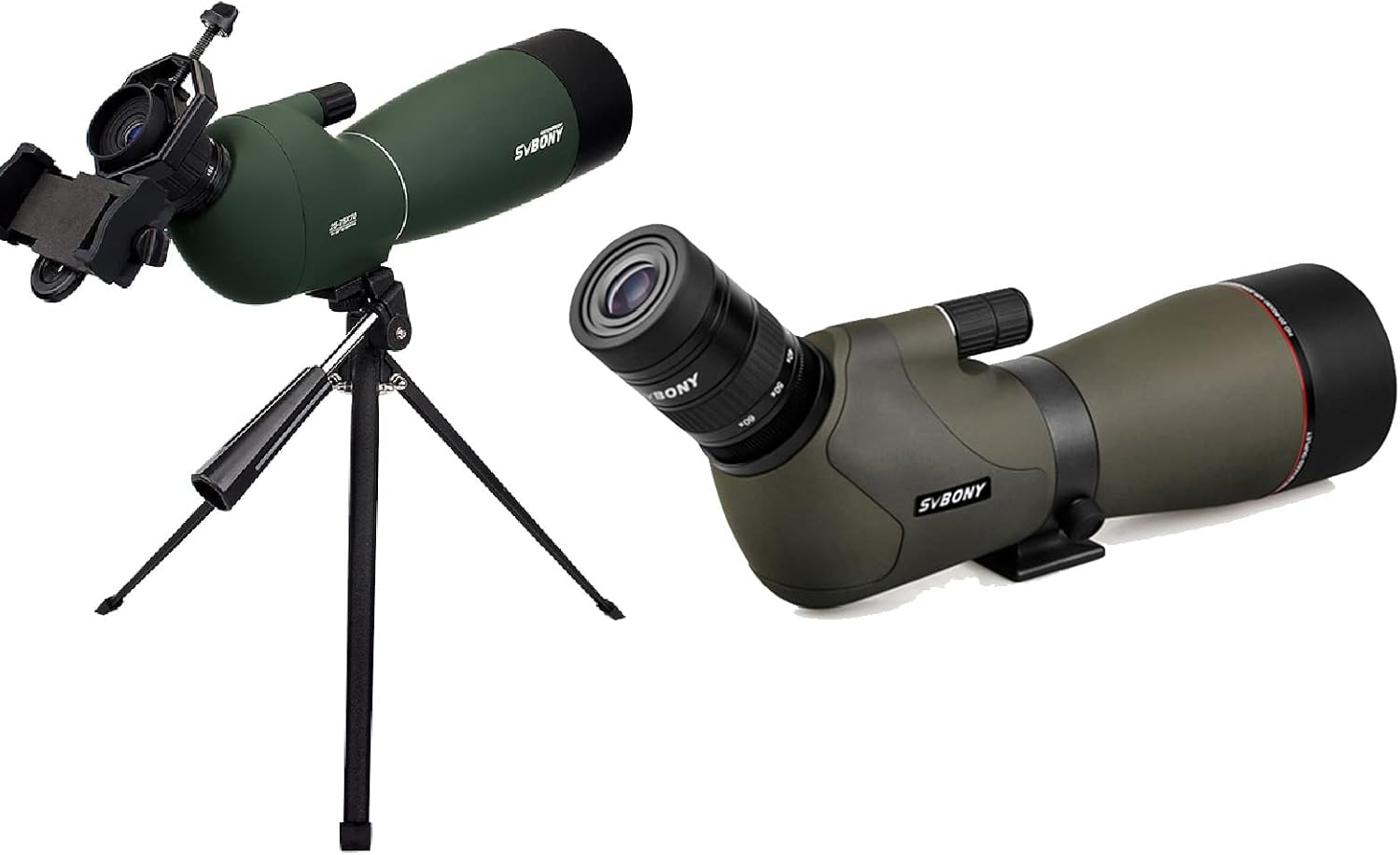SVBONY SV28 25-75×70 – Ámbitos de detección con trípode y SV46 20-60×80 HD de doble enfoque para observación de aves, caza, disparo al objetivo,