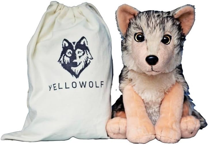 Yellowolf Peluche de lobo  12 pulgadas  Juguete de peluche grande de piel de primera calidad  Peluches para acurrucarse  Animal de peluche ideal