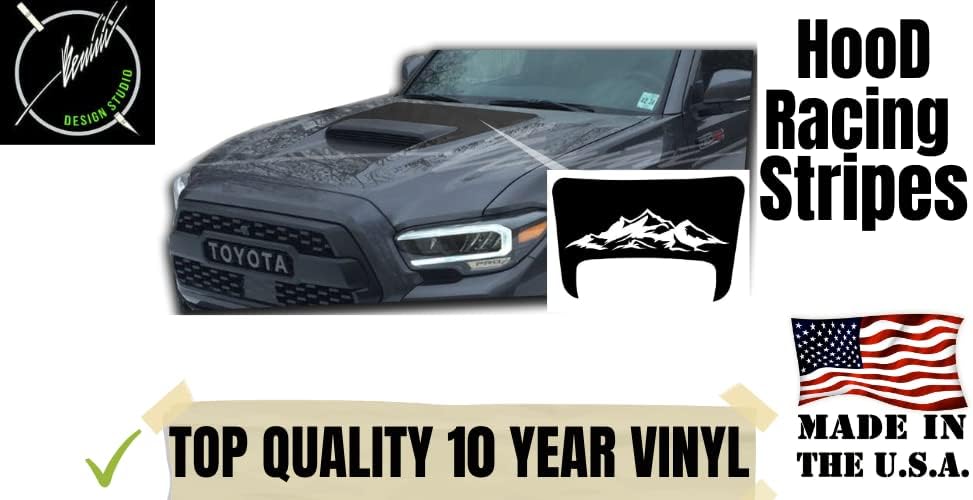 Benini Design Studio Calcomanía opaca para capó con rayas gráficas, se adapta a Toyota Tacoma TRD 2016-2022, compatible con Toyota Tacoma (estilo