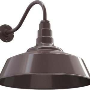 Steel Lighting Co. Redondo – Luz de granero  Montaje en pared al aire libre  Cúpula de 20 pulgadas  Cuello de cisne de 16 pulgadas  Luz grande de Steel Lighting Co. Redondo – Luz de granero  Montaje en pared al aire libre  Cúpula de 20 pulgadas  Cuello de cisne de 16 pulgadas  Luz grande de