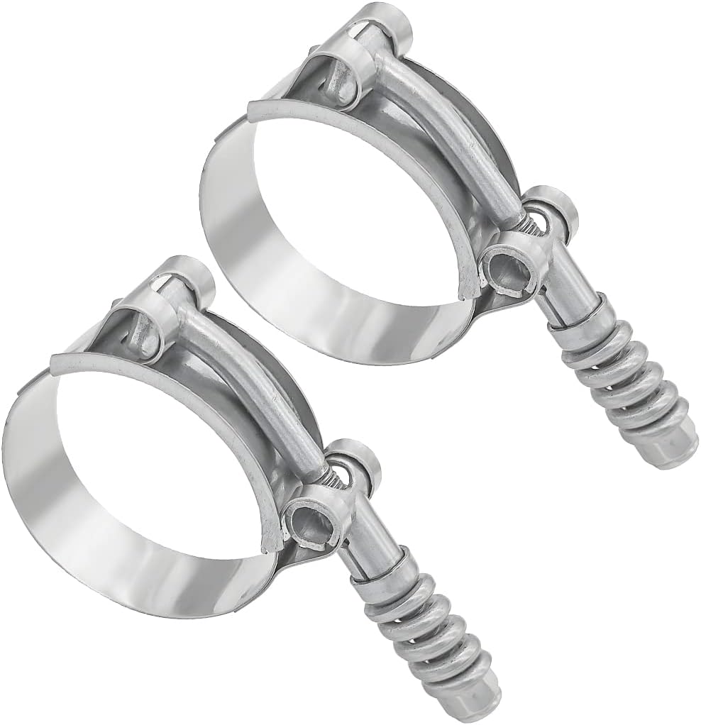 AICEL 2 abrazaderas de manguera con perno en T, abrazaderas de tubo ajustables resistentes de acero inoxidable 304, rango de trabajo de 1.693-4.567