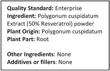 Polvo de resveratrol puro estandarizado al 50% extraído de la raíz de Polygonum Cuspidatum (500 gramos (1.1 lb))