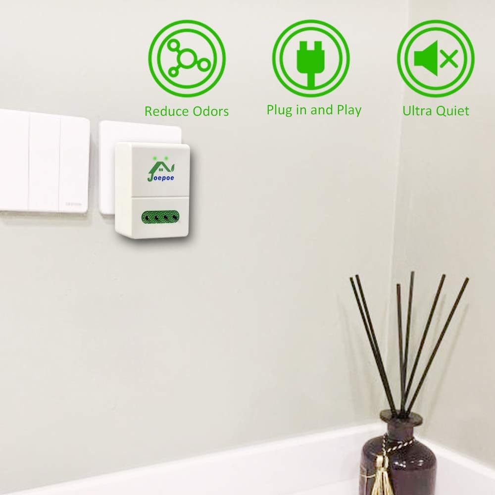 Joepoe Purificador de aire ionizadorpurificador de aire enchufable con salida de tecnología de iones de hasta 34 millones de aniones por segundo,