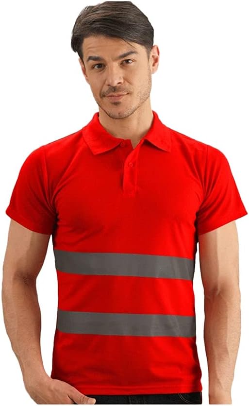 ZANZAN Polo de seguridad de alta visibilidad, camisa de trabajo de construcción con tiras reflectantes para mujeres y hombres, ropa de trabajo