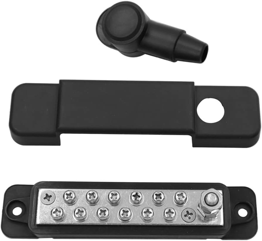Bloque de terminales de distribuidor de energía para auto marino remolque de coche RV barco con 12 terminales de tornillos M4 y 1 pernos M6 con