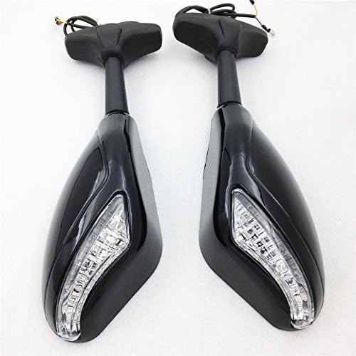 SMT-Gloss – Espejos laterales de señal de giro LED integrados color negro compatible con Suzuki GSXR 600750 GSXR 1000 1100 Hayabusa GSF 600S 1200