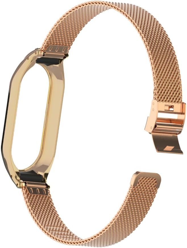 Gheper Correa de reloj de metal compatible con Samsung Galaxy Fit2 SM-R220 de acero inoxidable con marco de bisel protector con diseño de malla para