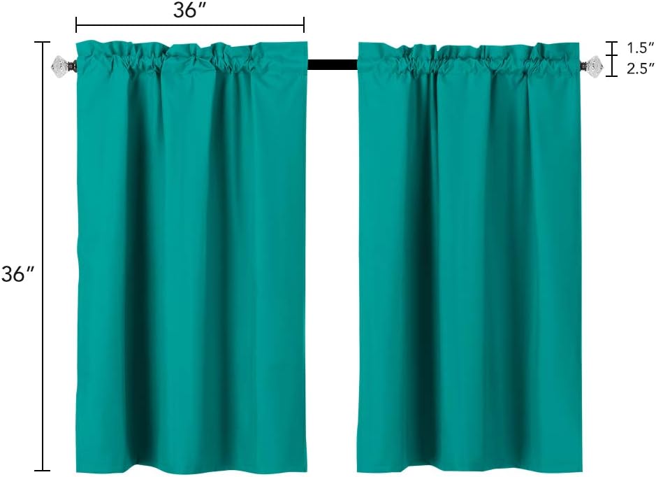 Cortina opaca con aislamiento térmico y dobladillo para barra, para cocina, baño, sala de estar, 2 paneles de 36 pulgadas de ancho x 36 pulgadas de