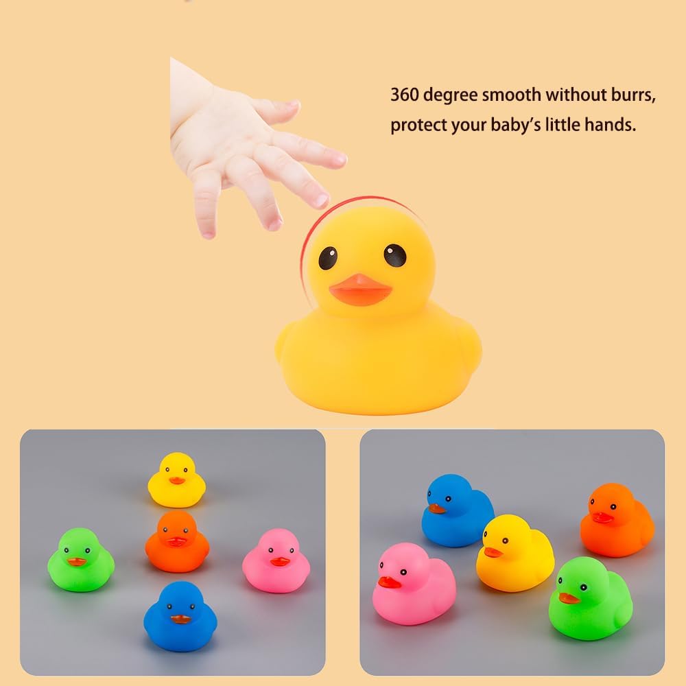50 piezas de mini patos de goma multicolor para el baño del bebé, niños chillan y flotan pequeños patos de colores a granel para la ducha de los