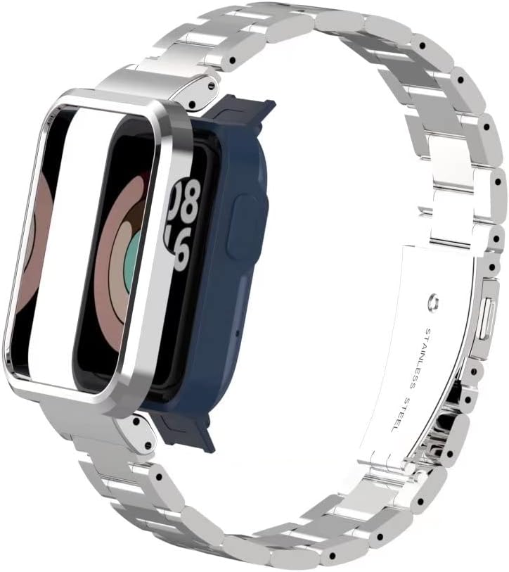 T-BLUER Compatible con Xiaomi Mi Watch LiteRedmi Watch Lite, correa de repuesto de metal de acero inoxidable compatible con Xiaomi Mi Watch